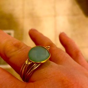 Beautiful silver and gold chrysoprase ring